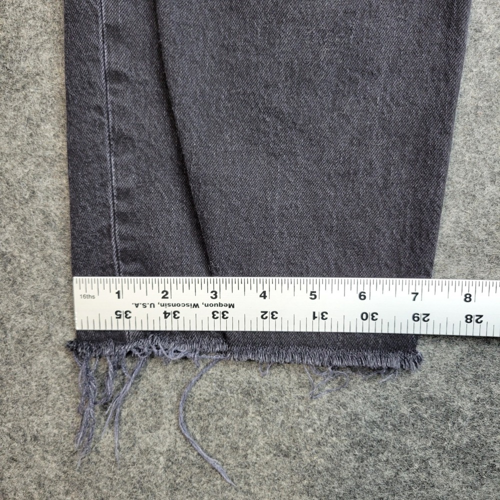 GAP Jeans Womens 33 Black Denim Distressed High Rise Americana Cheeky Straight - Picture 9 of 13